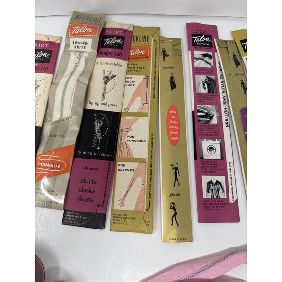 28x Large Lot Vintage Zippers USA - Coats & Clark's Talon Neck Openings Dress - Picture 10 of 11